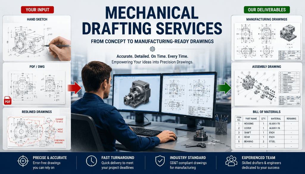 Mechanical Drafting Services for U.S. Manufacturing and Engineering Teams